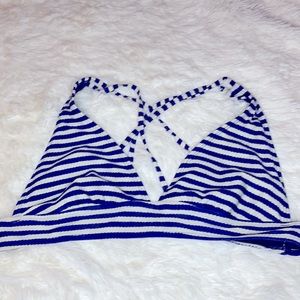 Antiqua Blue & White Striped Bikini Swim Top Size Large